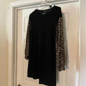 Black dress with leopard sleeves